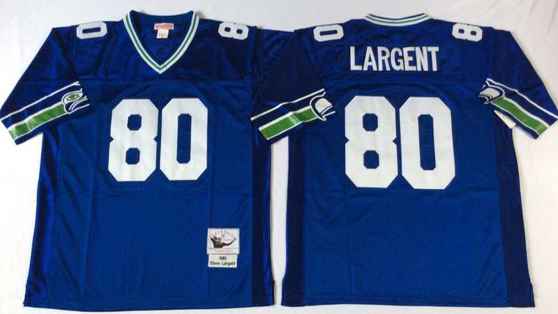 Seahawks 80 Steve Largent Blue M&N Throwback Jersey->nfl m&n throwback->NFL Jersey